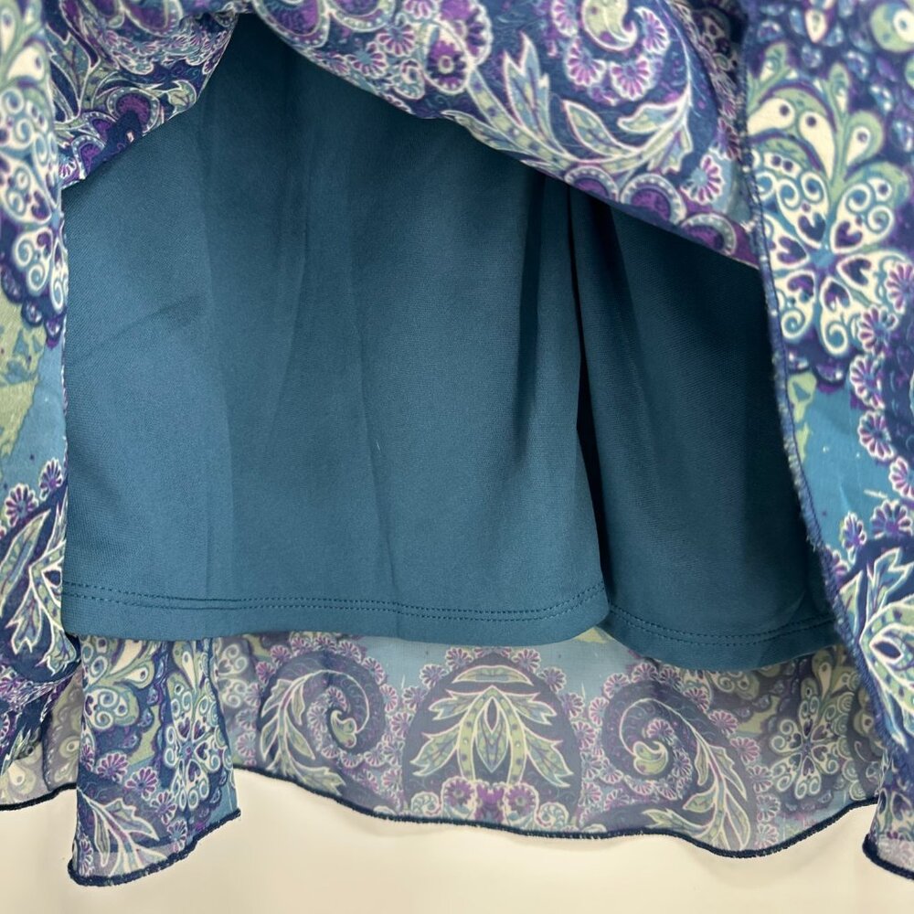 3/$25 Luluroe Lucy Maxi Skirt L Boho Floral Kaleidoscope Print Blue Pull On - Picture 8 of 10